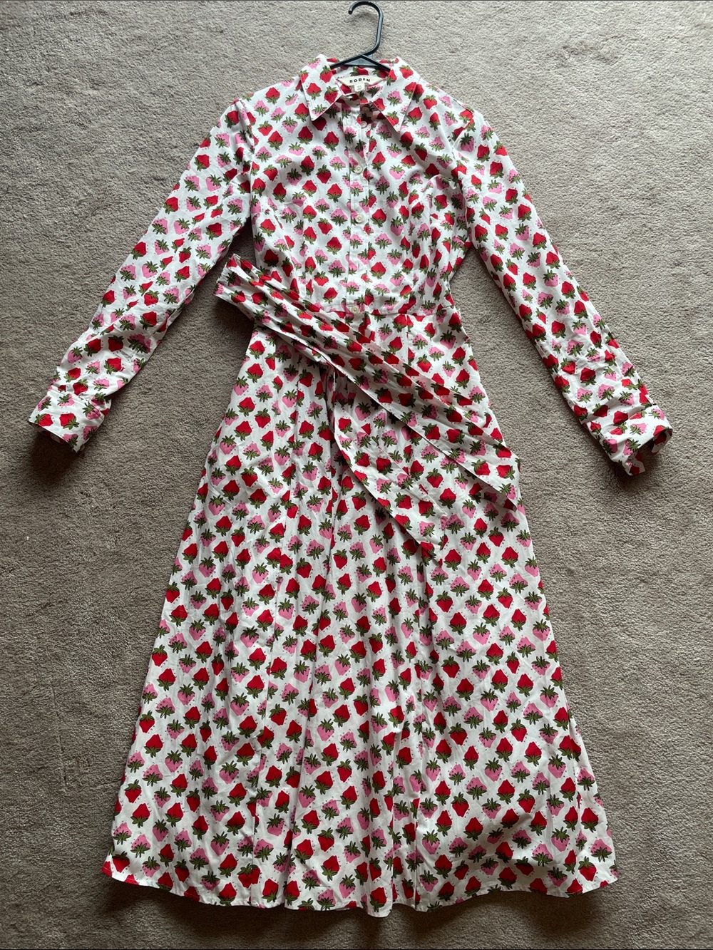 NWOT Boden Strawberry Dress Shirtdress 4 tall long